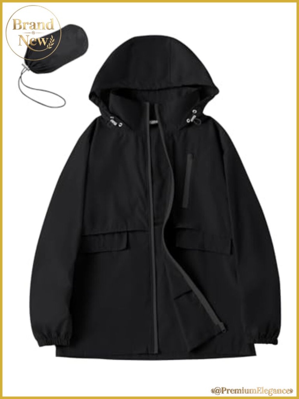 Waterproof Hooded Rain Jacket Lightweight Packable Windbreaker Women